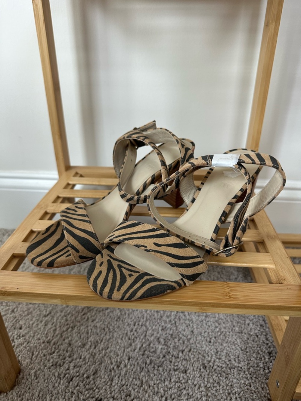Able Local + Global Zebra Print Heeled Sandals